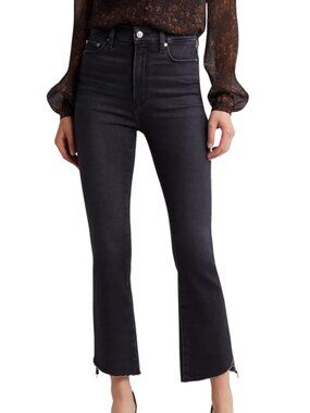 PAIGE Claudine Frayed High Waist Ankle Flare Jeans in Abbey